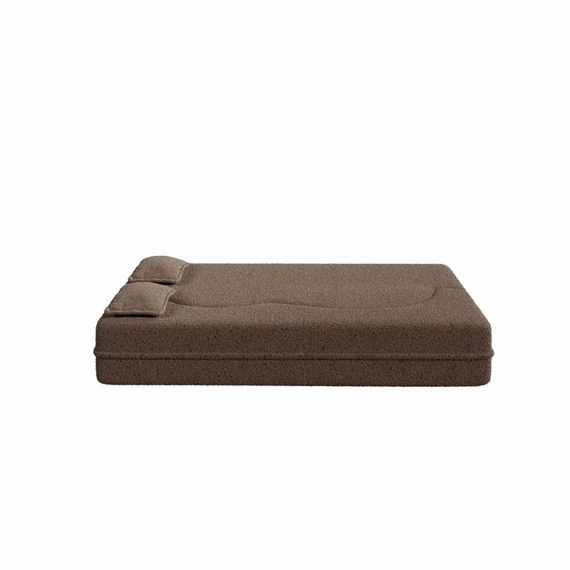 Modern Floor Sofa With Two Pillows Convertible Teddy Fabric Foam Filled Bed by HouseOfZazla