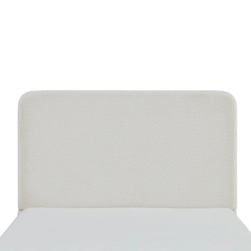 Canter Tall Headboard Upholstered Bed in Pearl White Chenille, Queen Size by HouseOfZazla