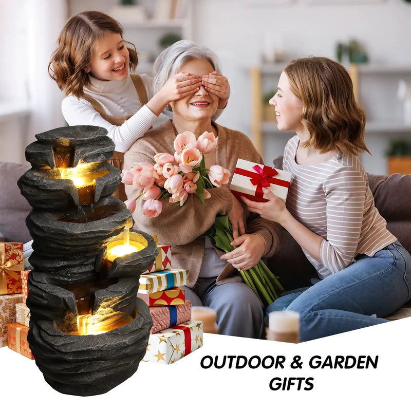 Outdoor Waterfall Fountain with Lights by HouseOfZazla