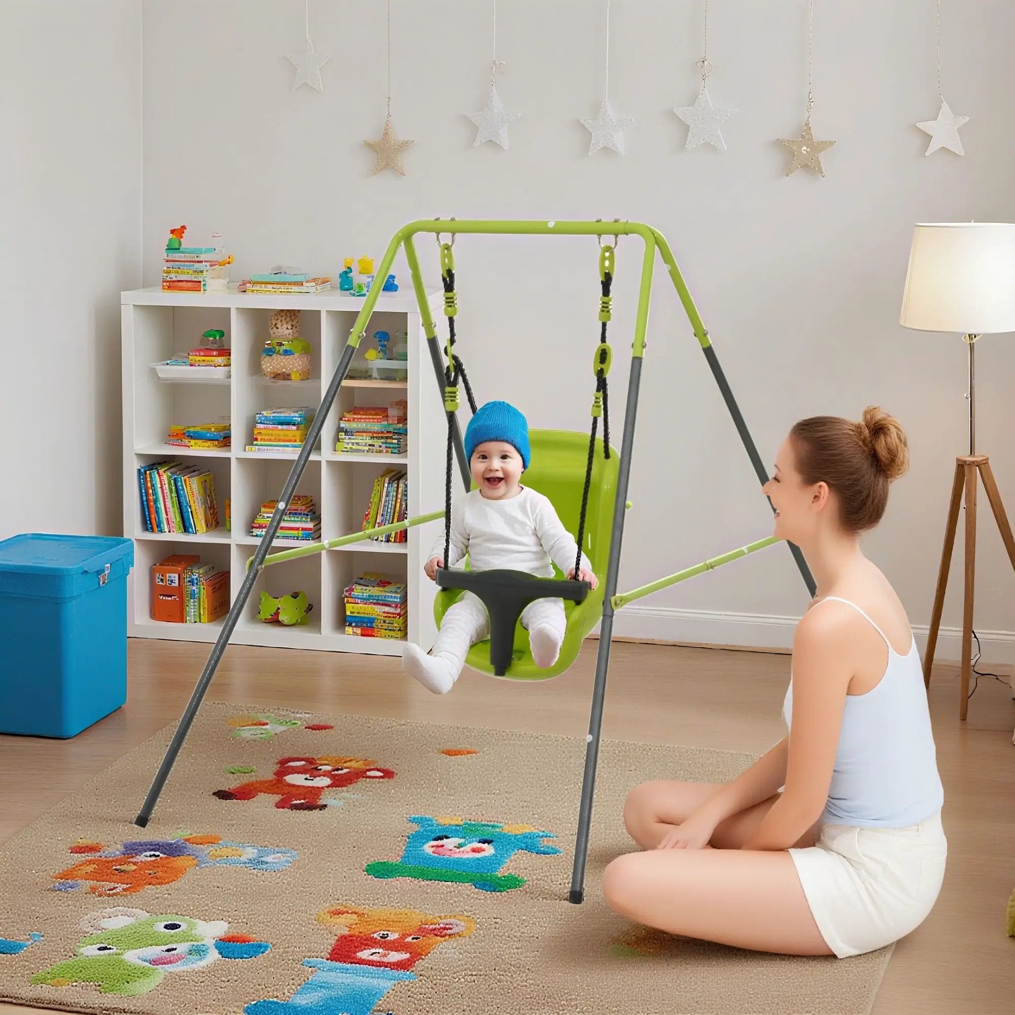 Xns001 Baby Swing With Safety Seat Indoor / Outdoor - Black / Green by HouseOfZazla