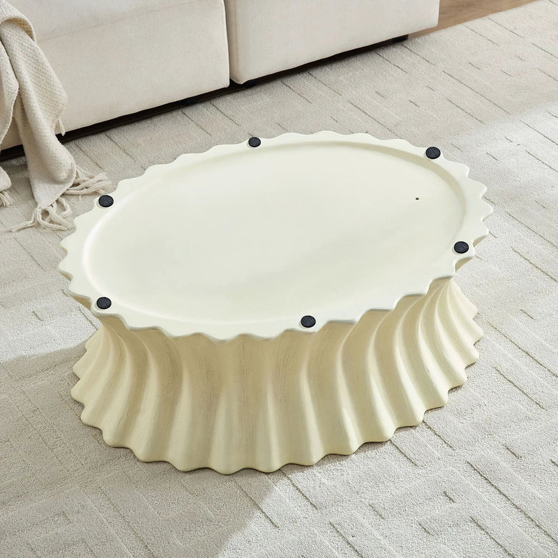 35.04 Inch Oval Coffee Table - Vintage Sturdy Fiberglass by HouseOfZazla