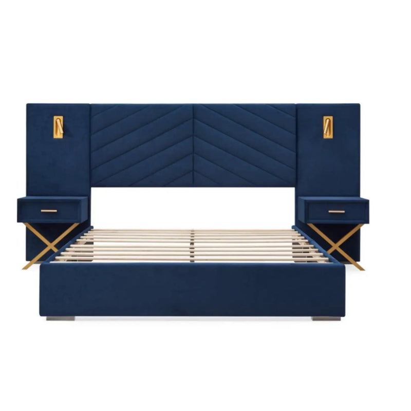 Comfortable Upholstered Bed With Vertical Channel Tufted Wingback Headboard
