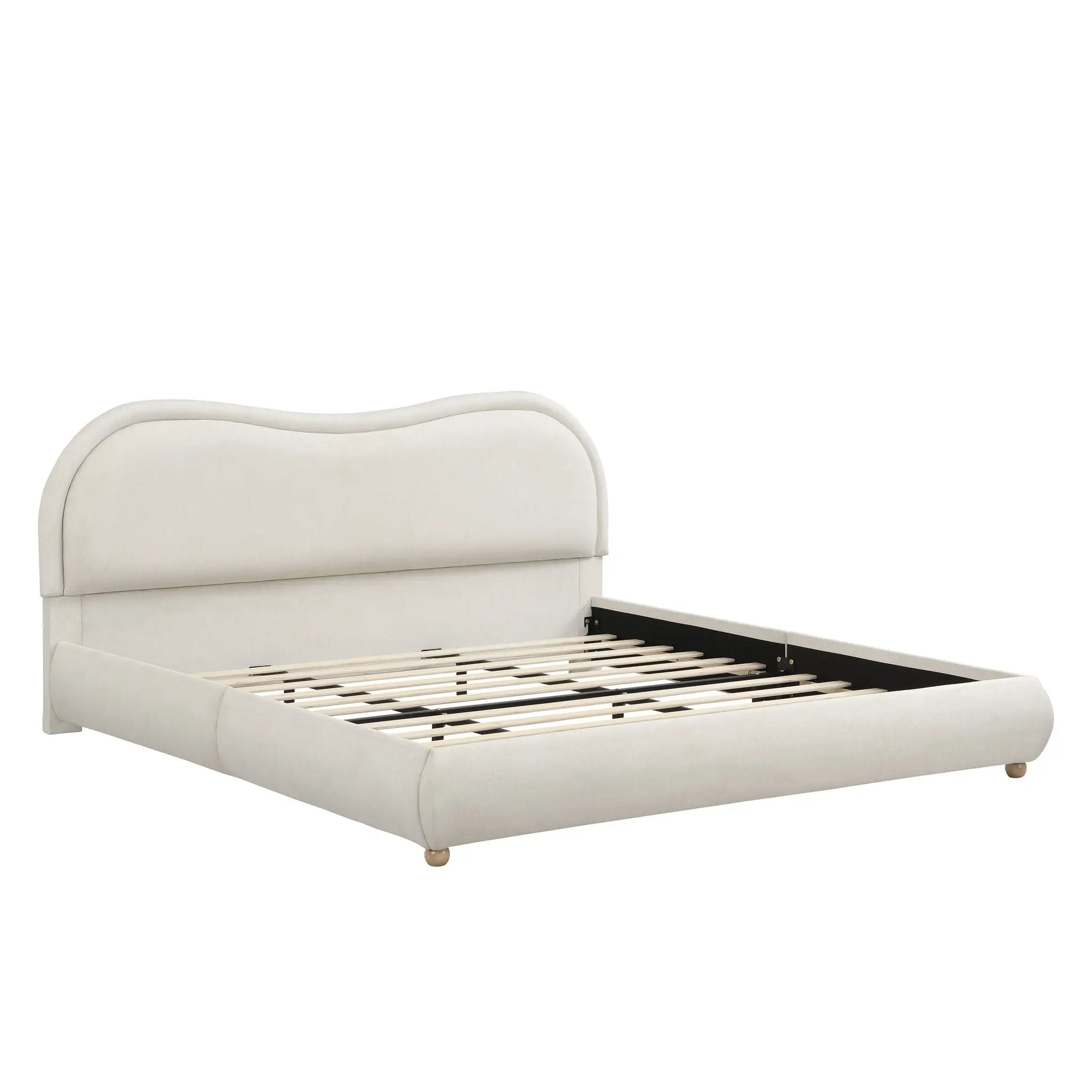 Upholstered Platform Bed Frame With Curved Headboard by HouseOfZazla
