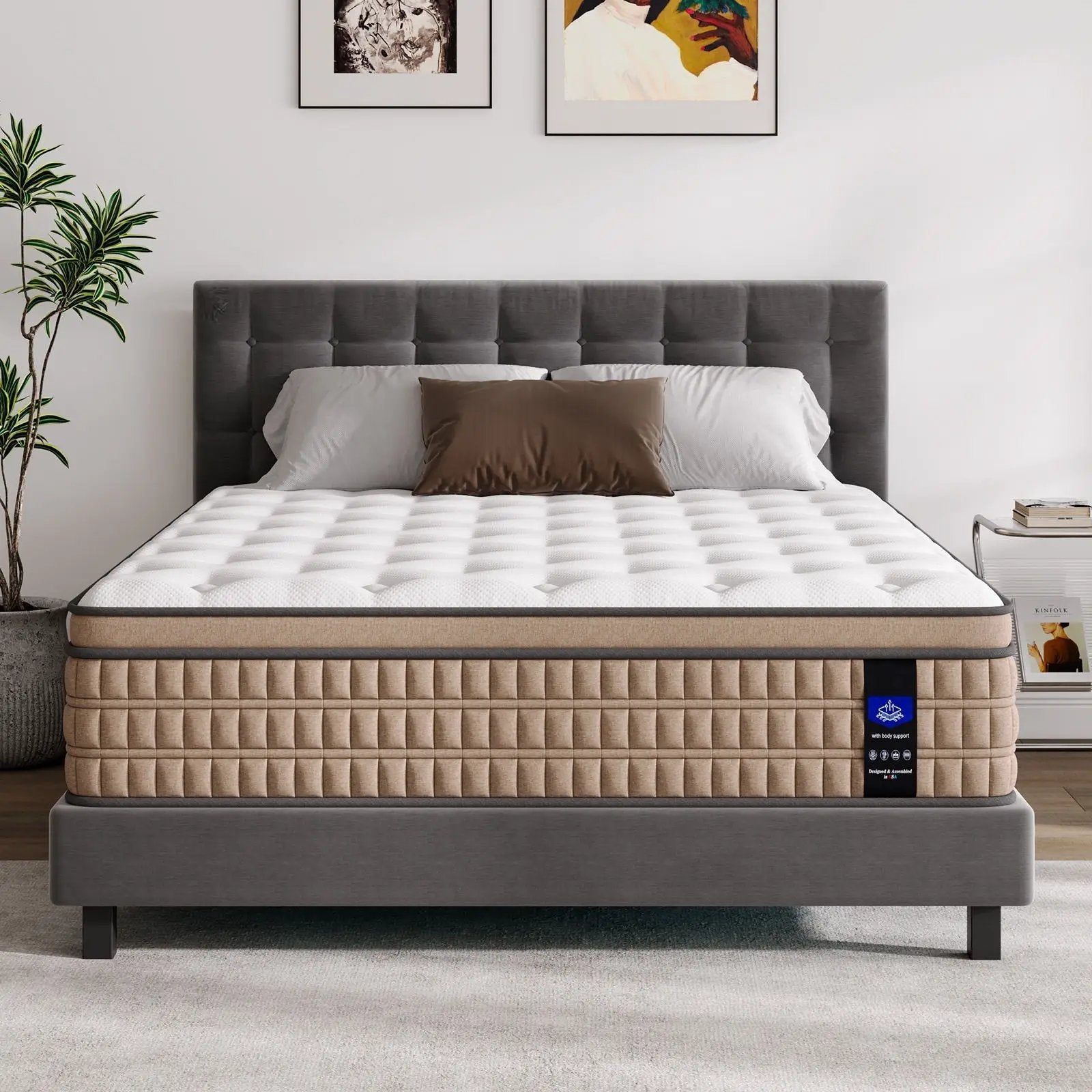 14" King Mattress Hotel Collection Hybrid Mattress With Gel Memory Foam & Pocket Springs by HouseOfZazla