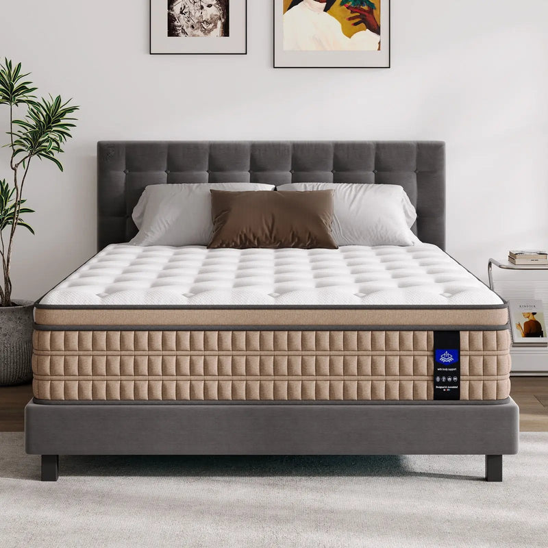 14" King Mattress Hotel Collection Hybrid Mattress With Gel Memory Foam & Pocket Springs by HouseOfZazla
