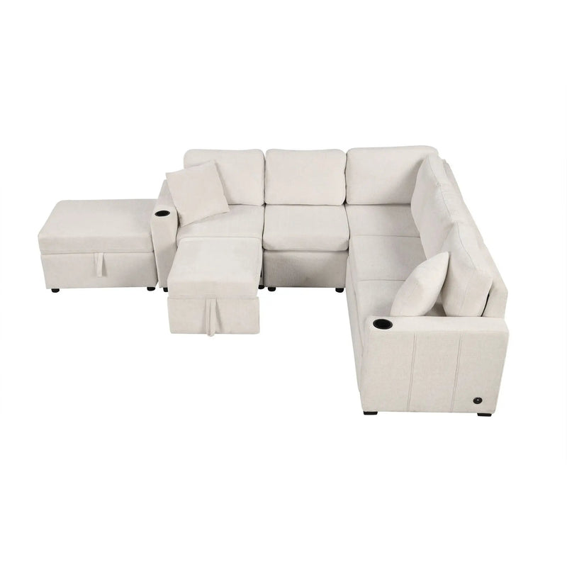 Sectional Sofa Convertible Pull-Out Sofa Bed With A Movable Storage Ottoman For Living Room by HouseOfZazla