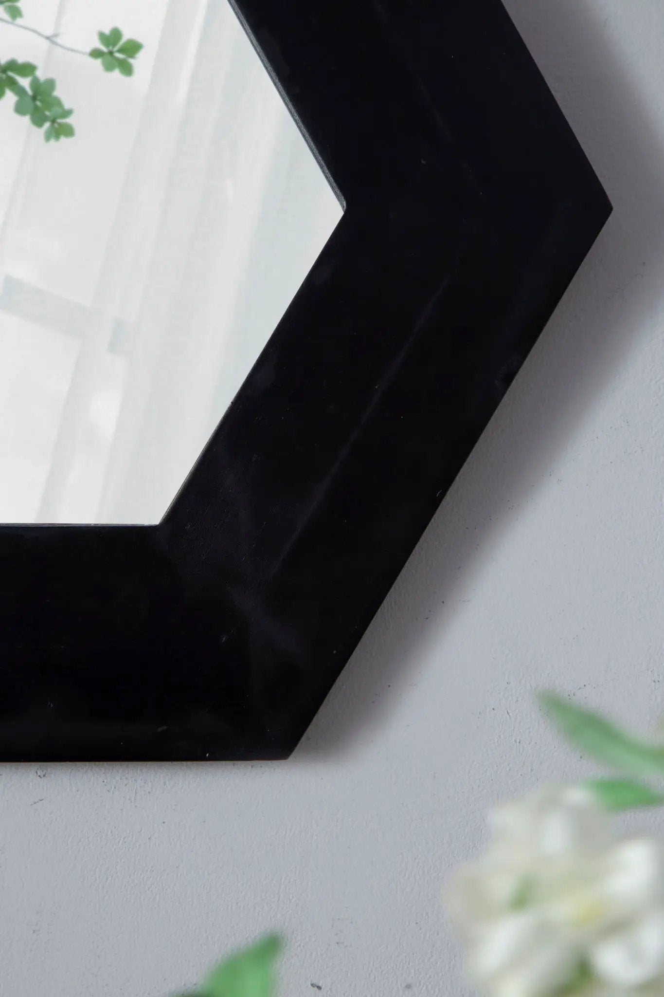 Hexagon Mirror With Natural Wood Frame, Wall Decor For Living Room Bathroom Hallway by Unique Piece Furniture