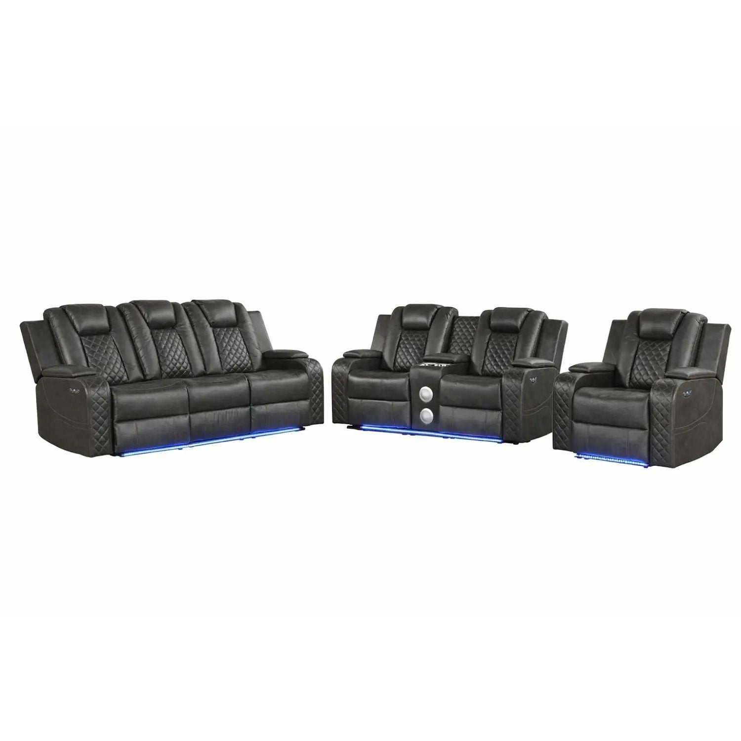 Benz - Power Recliner Set With LED Lighting And USB Charging by HouseOfZazla