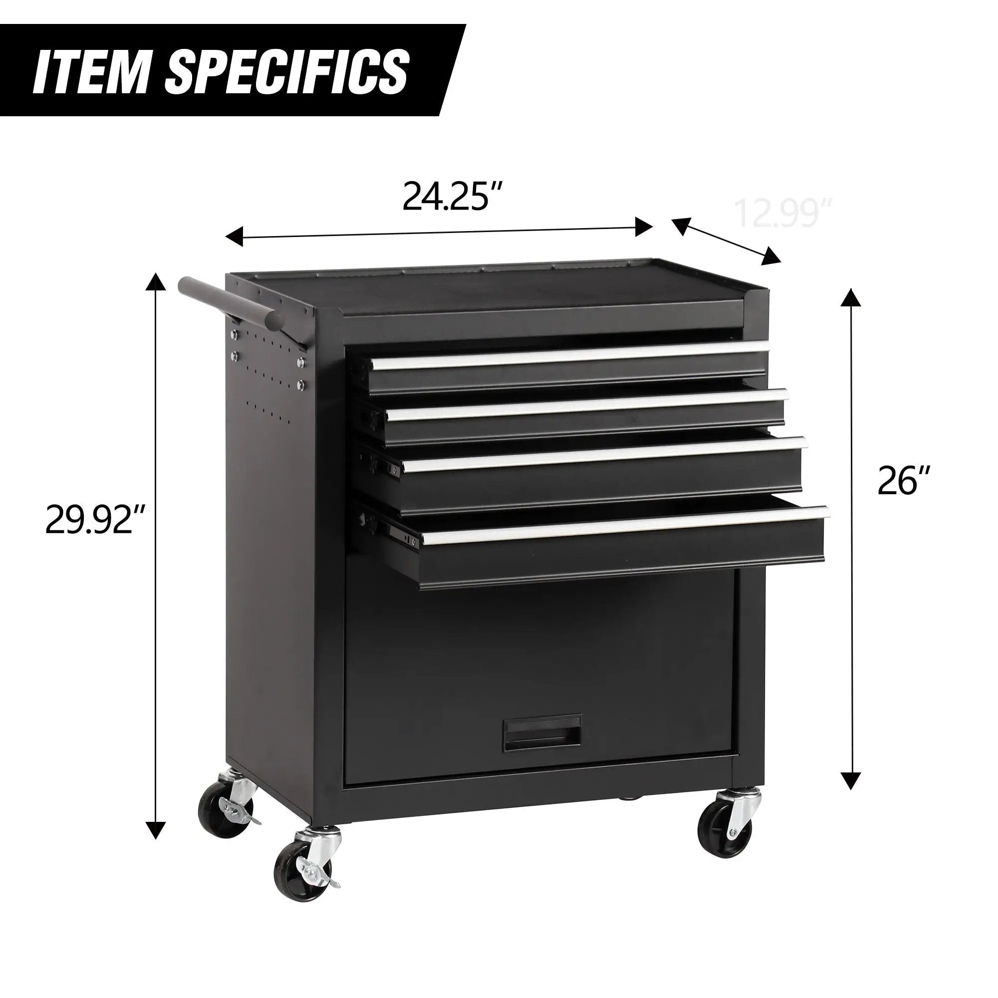 4-Drawer Rolling Tool Chest Cabinet with Wheels by HouseOfZazla