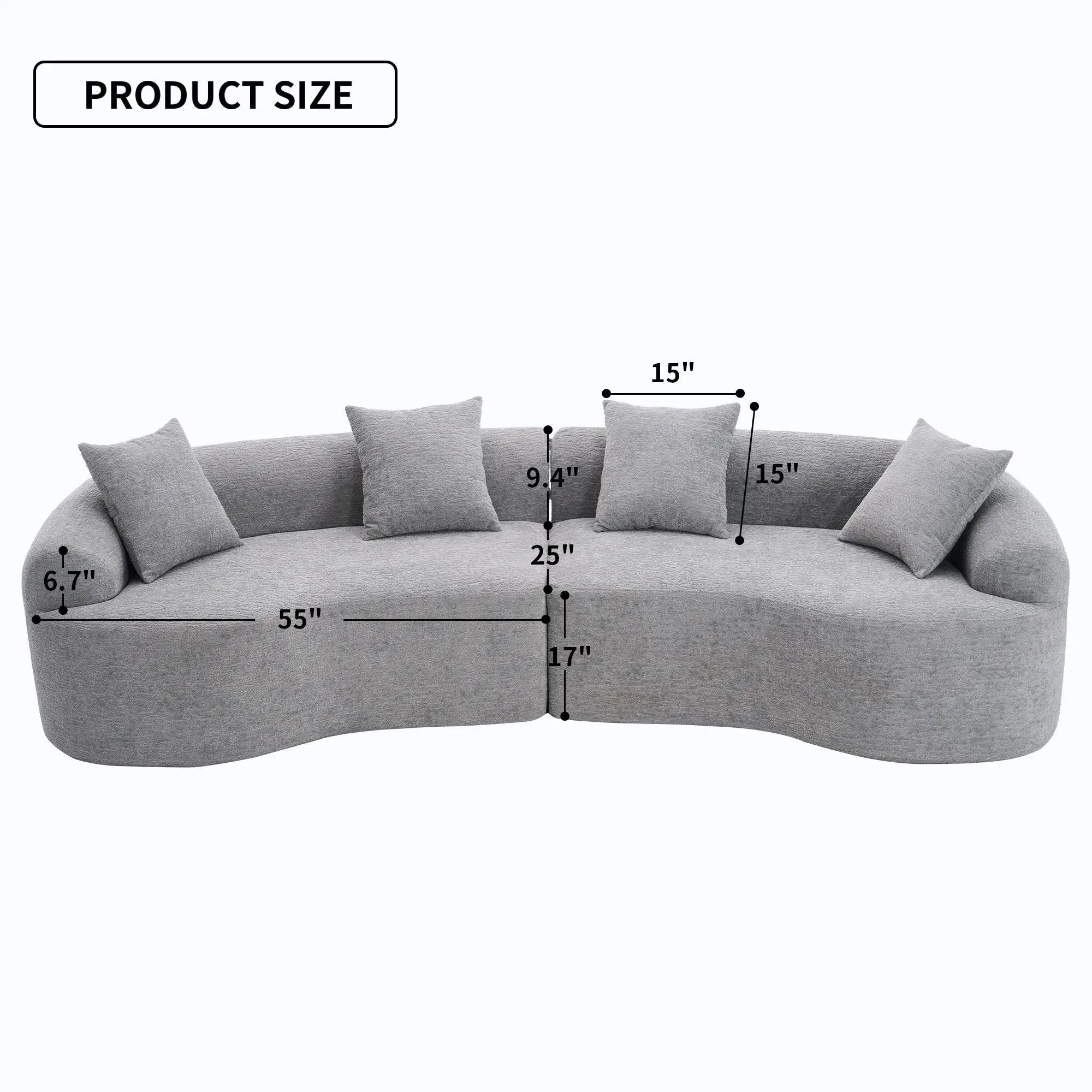 4 Seater Sofa With Fabric, 30D, 60 Hardness Full Sponge, 4 Pillow For Living Room, Home Furniture Sleeper Sectional Sofa For Apartment by HouseOfZazla