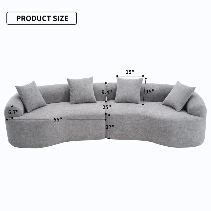 4 Seater Sofa With Fabric, 30D, 60 Hardness Full Sponge, 4 Pillow For Living Room, Home Furniture Sleeper Sectional Sofa For Apartment by HouseOfZazla