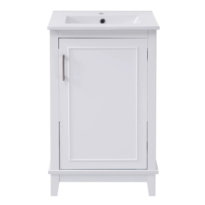 Modern Small Bathroom Vanity Cabinet With Ceramic Basin, Ample Storage, 1 Soft Close Door by HouseOfZazla