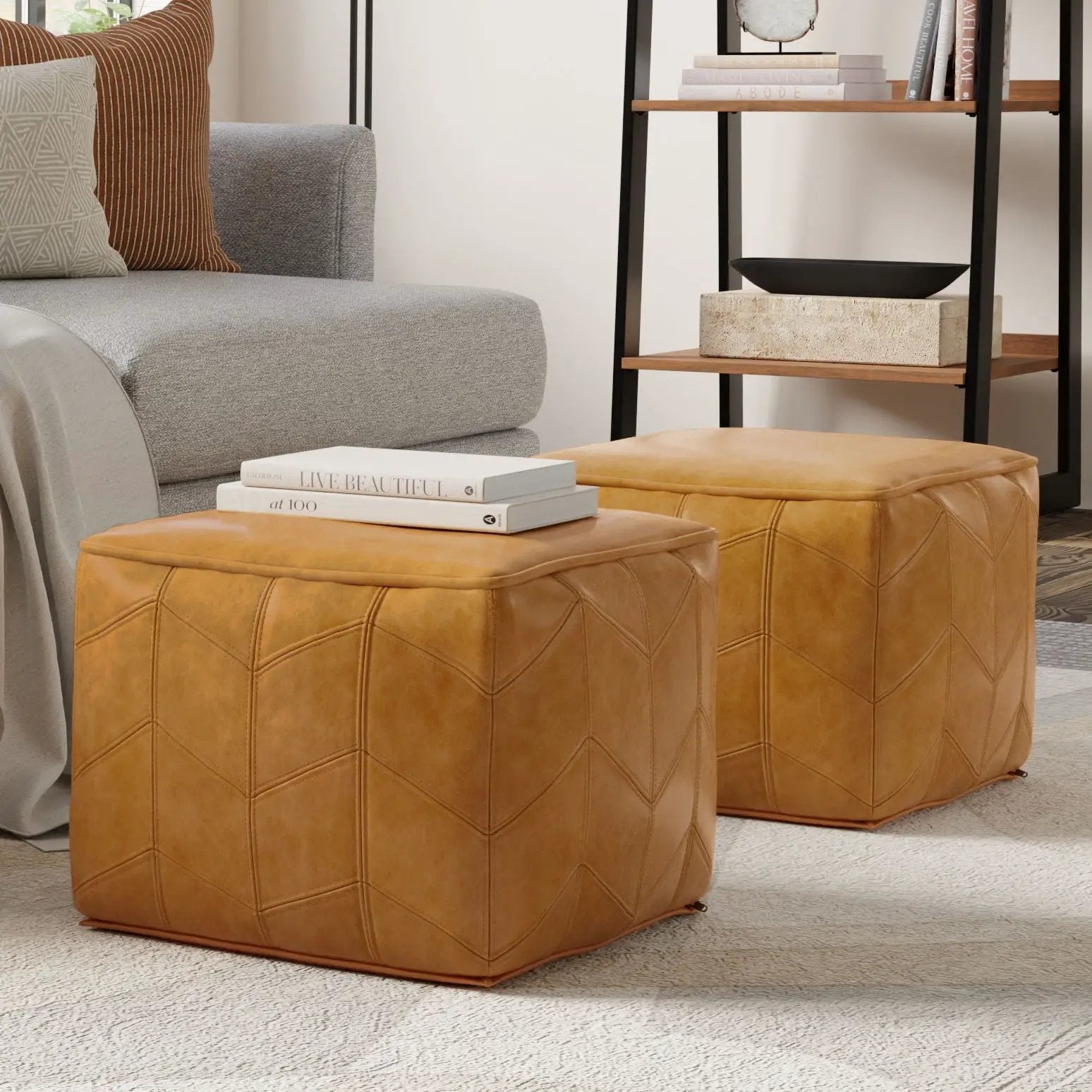 Morden - Square Pouf - Brown by Unique Piece Furniture