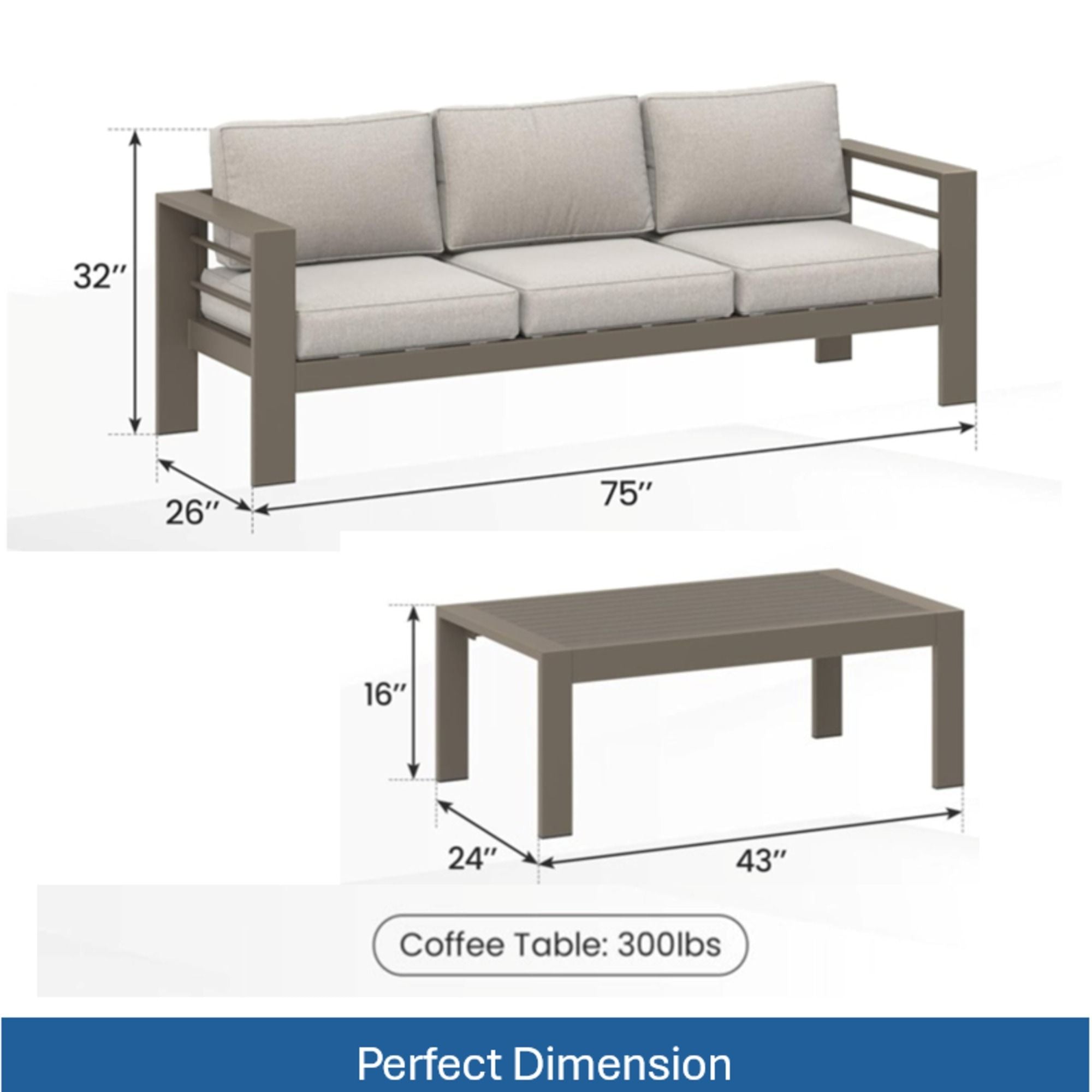 Outdoor Patio Set, All-Weather With Thick Cushions by HouseOfZazla