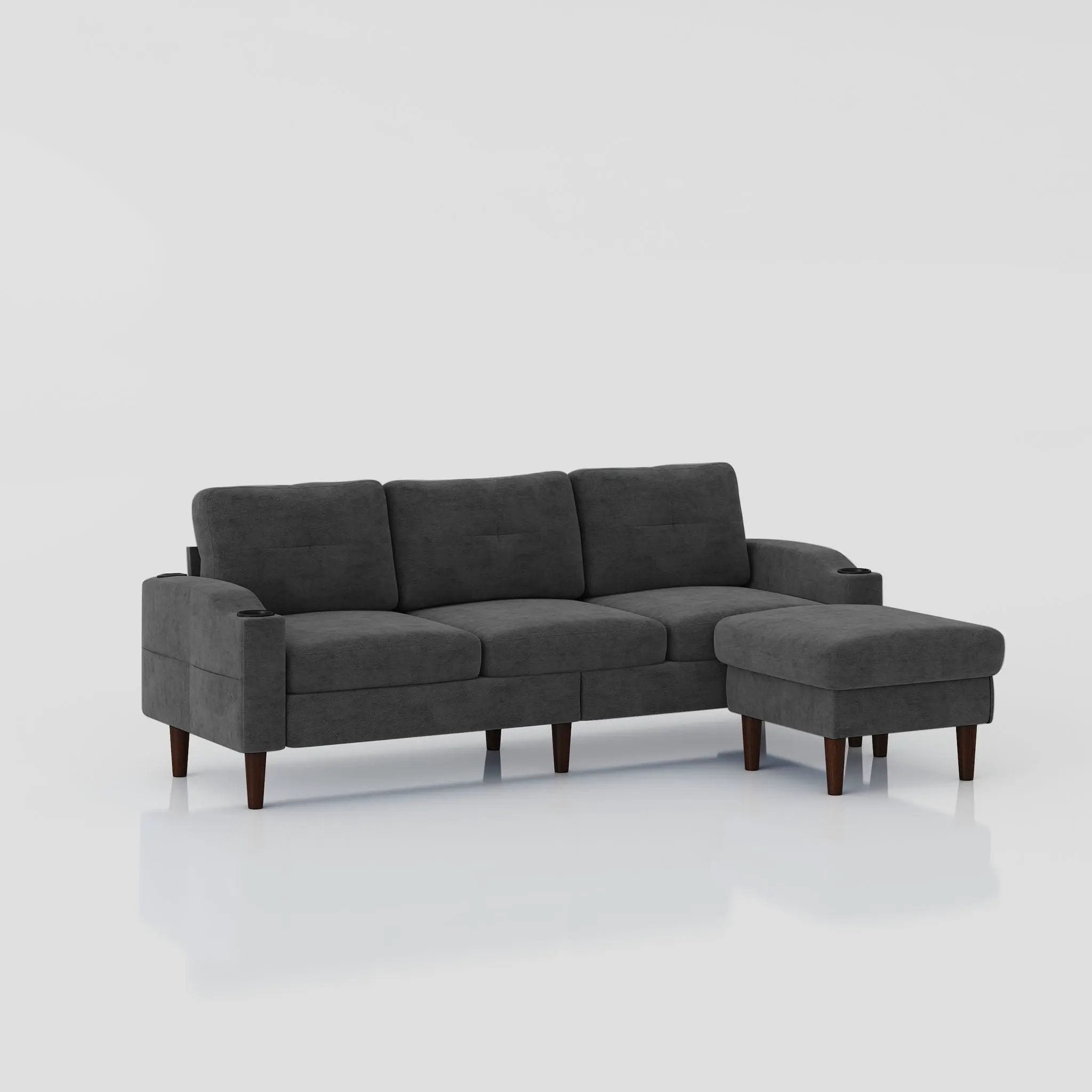 3 Seater Convertible Combination L Shaped Sofa With Footstools With Storage by Unique Piece Furniture