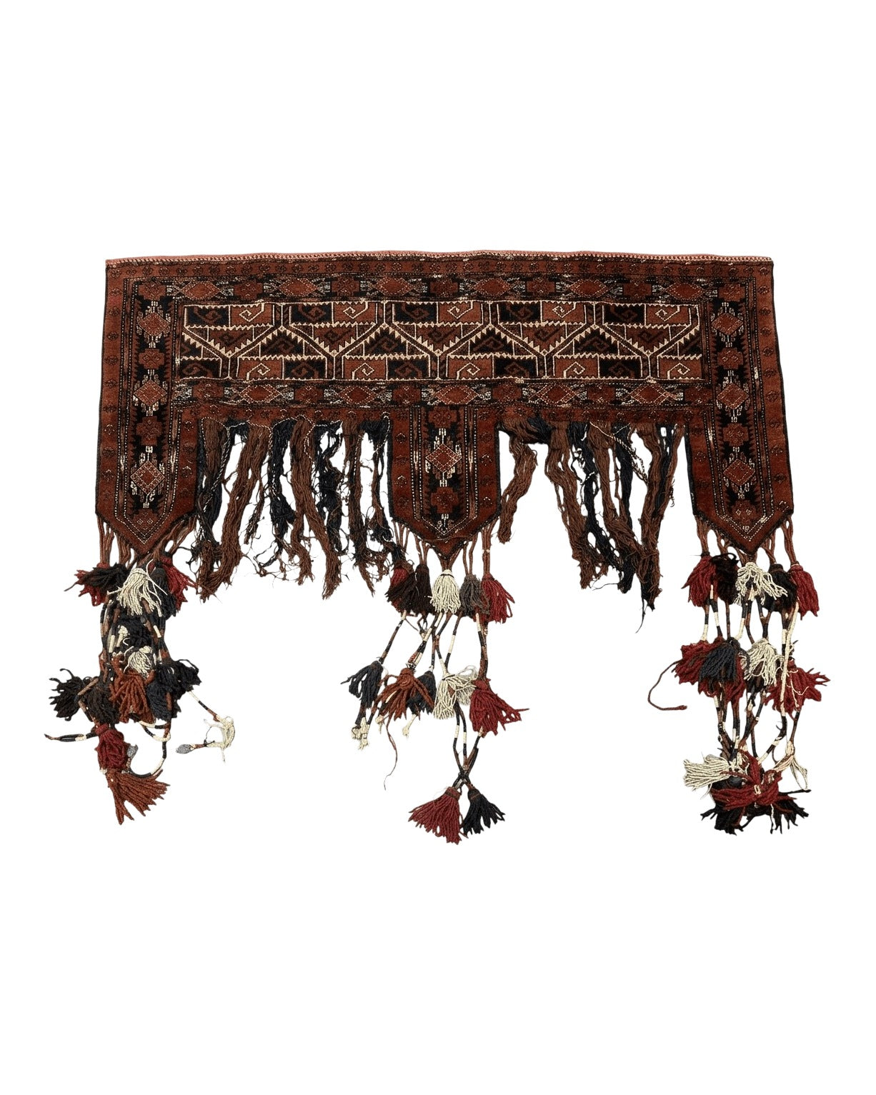 Antique Afghan Beshir Tent Header Textile Rug, Tribal Collectible, Wool by Jewel Rugs
