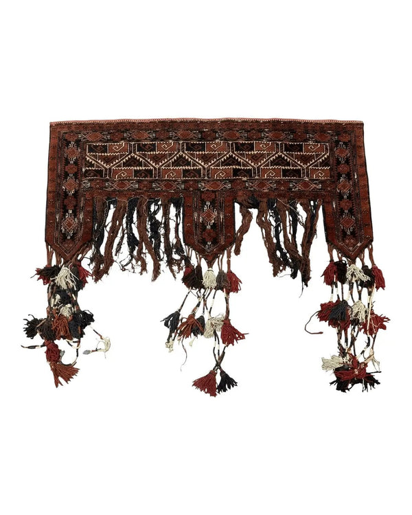 Antique Afghan Beshir Tent Header Textile Rug, Tribal Collectible, Wool