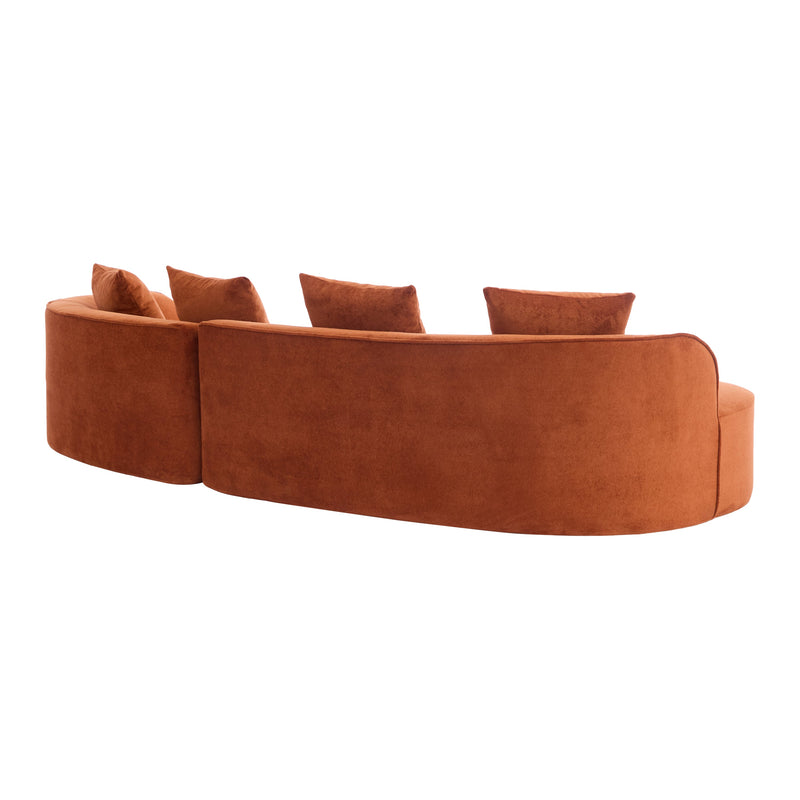126" Curved Sectional Sofa (Dark Orange-D28 Full Foam) by HouseOfZazla