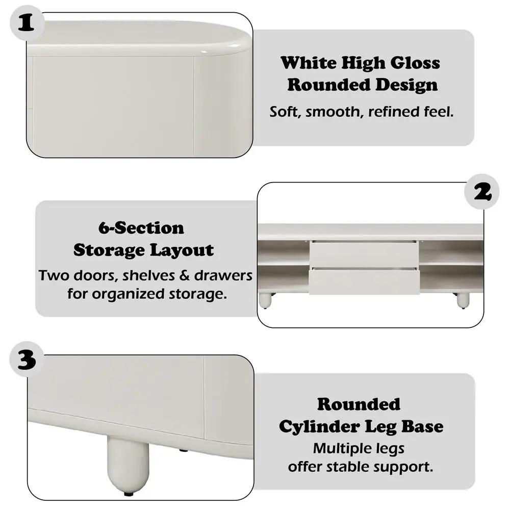 Keely - TV Stand - White High Gloss by Unique Piece Furniture