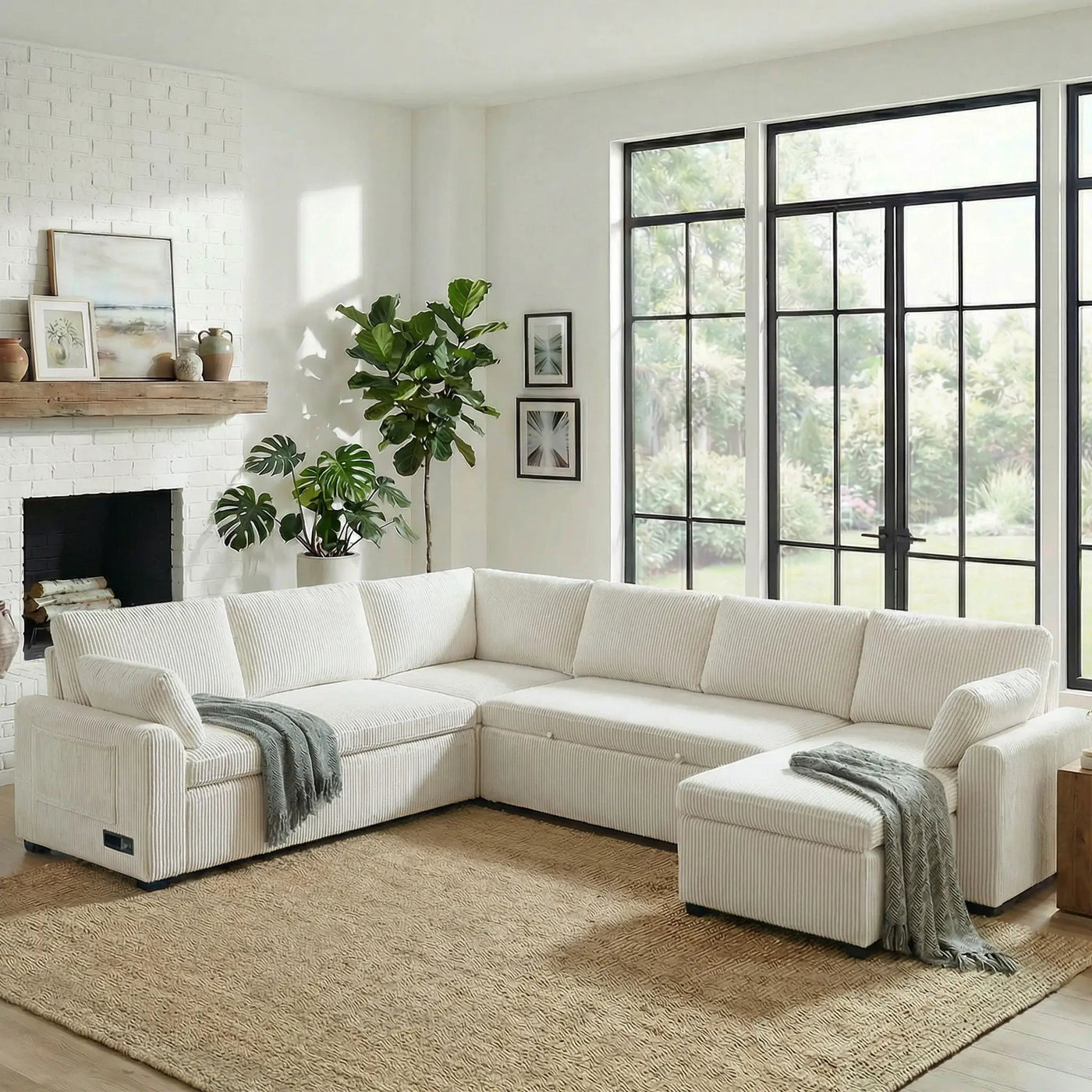 Convertible U-Shaped Sectional Sofa Bed With Reversible Chaise by HouseOfZazla