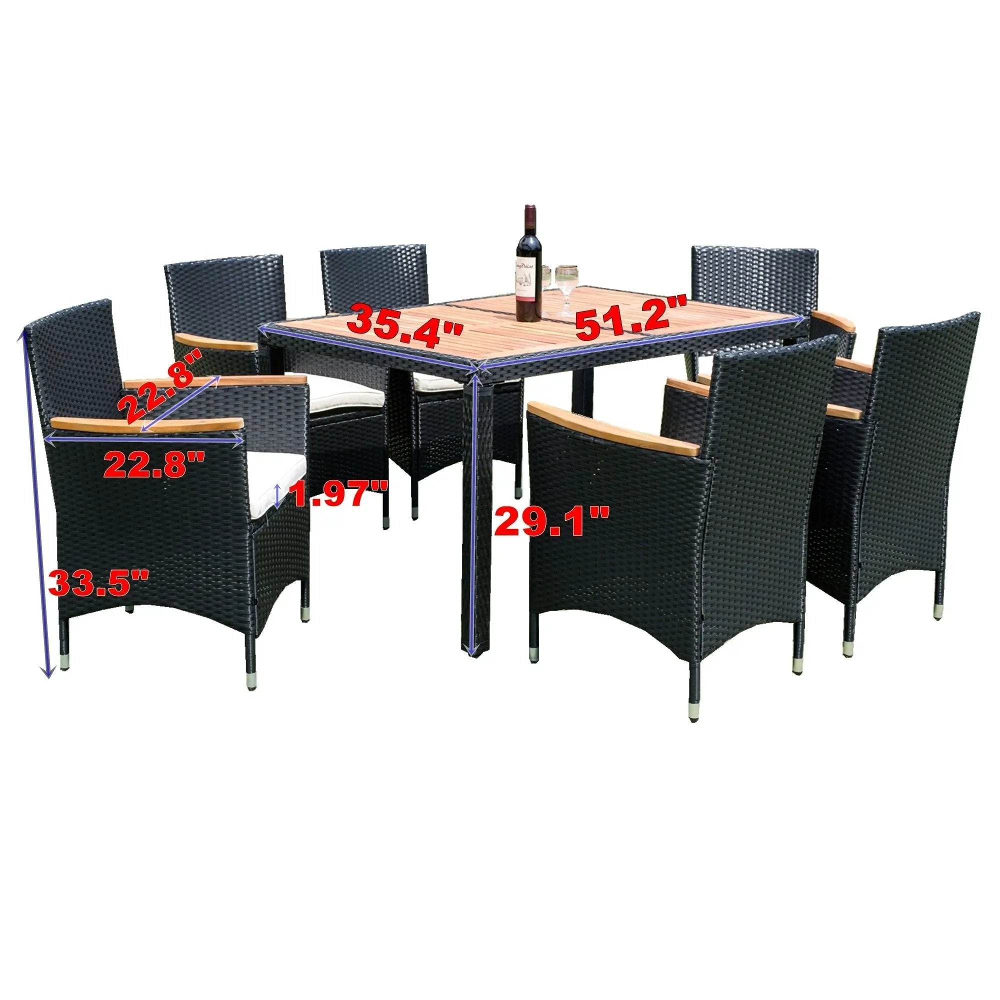Outdoor Patio Wicker Dining Set With Acacia Wood Top by HouseOfZazla