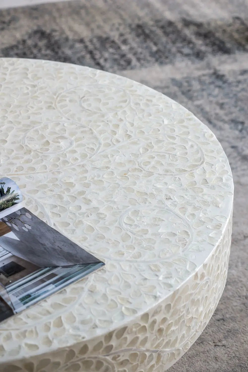 Unique Capiz Coffee Table & Pedestal Base by Unique Piece Furniture