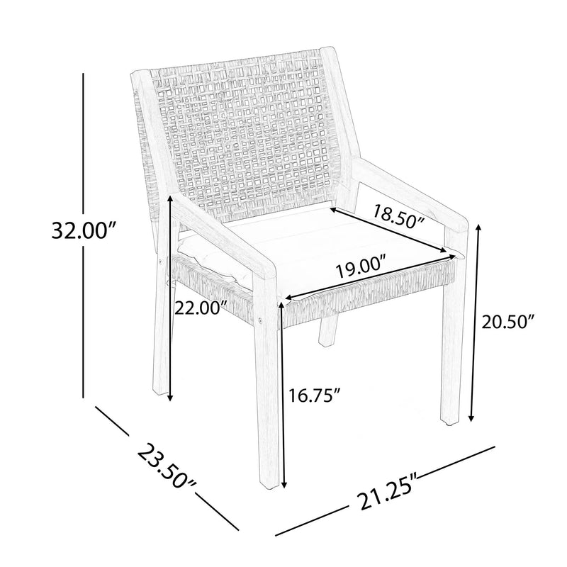 Outdoor Dining Chair Set - Acacia Wood and Wicker by HouseOfZazla