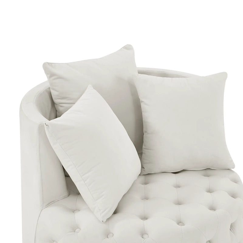 Modern Upholstered Swivel Chair With Button Tufted Design And Movable Wheels by HouseOfZazla