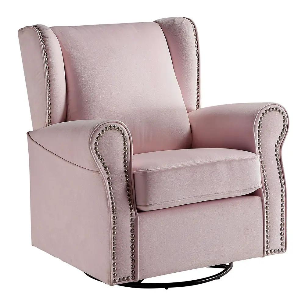 Tamaki - Swivel Chair With Glider - Pink Fabric by Unique Piece Furniture
