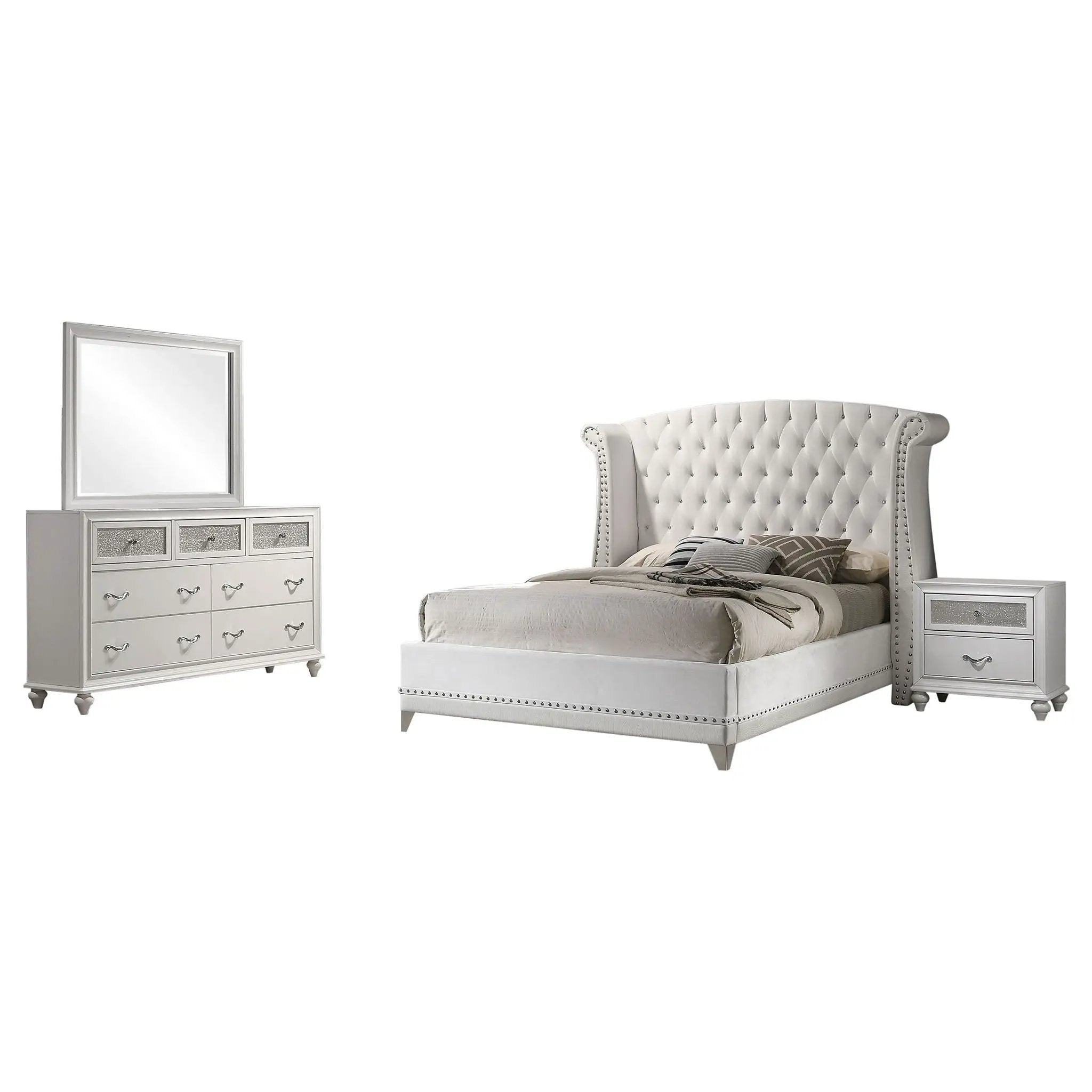 Barzini 4-piece Eastern King Bedroom Set White by Unique Piece Furniture