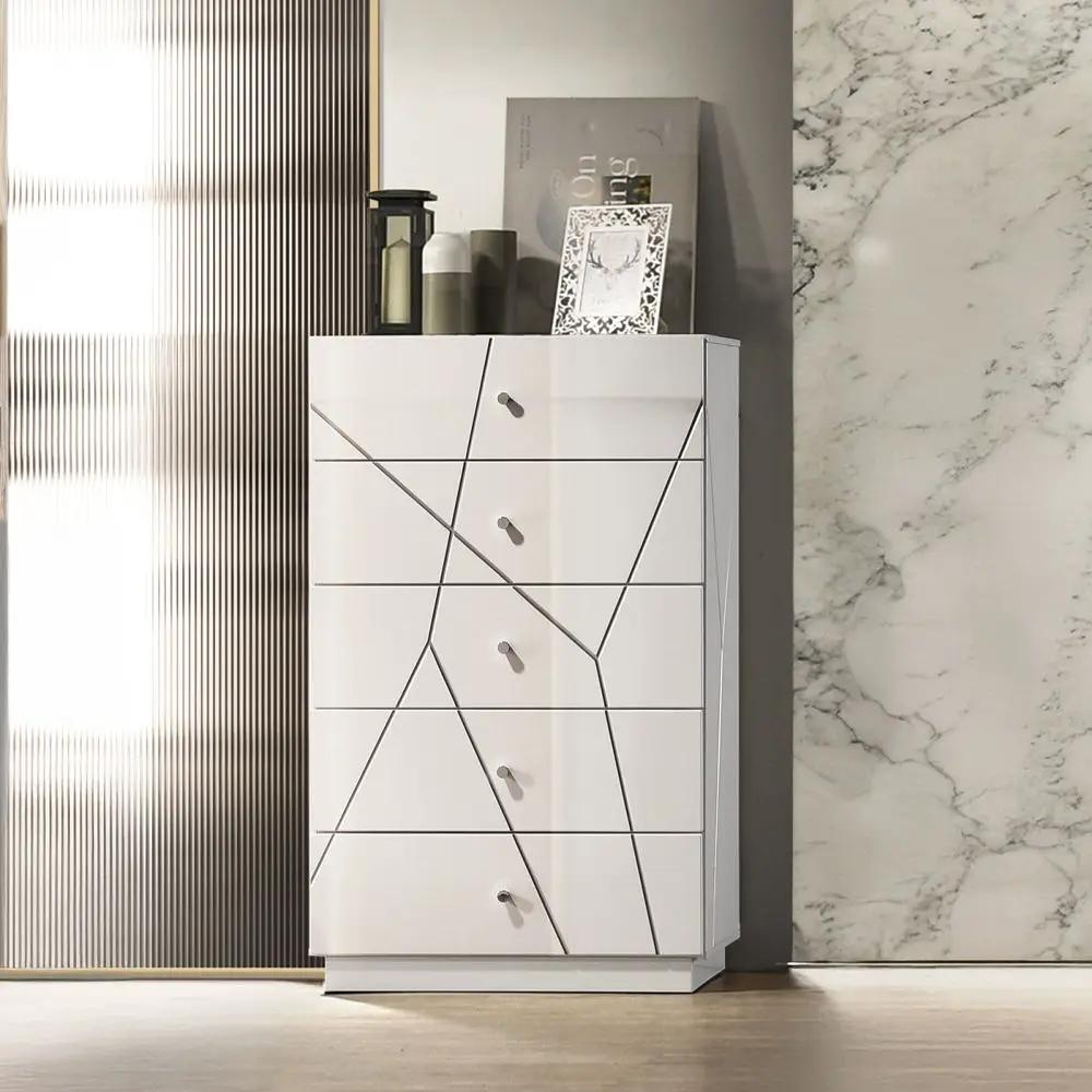 Esther - Chest - White / Silver by Unique Piece Furniture