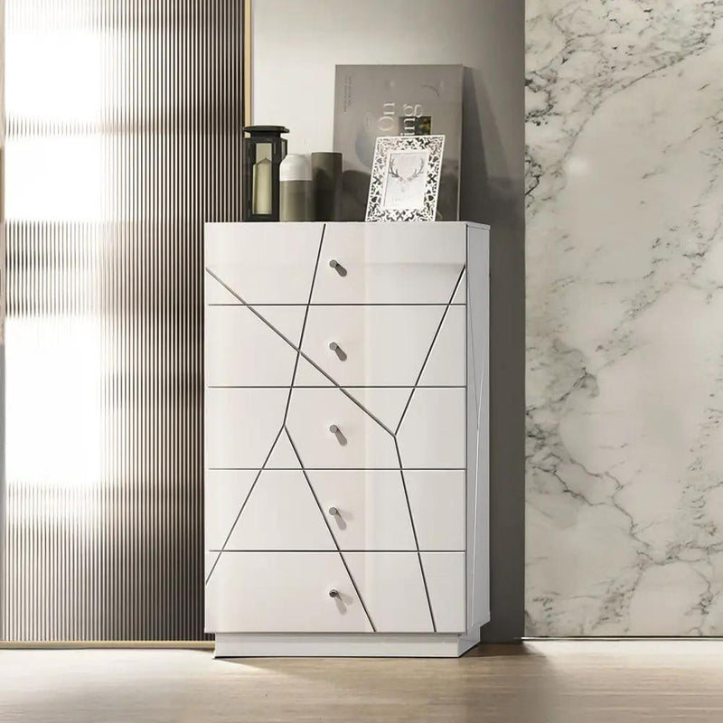 Esther - Chest - White / Silver by Unique Piece Furniture