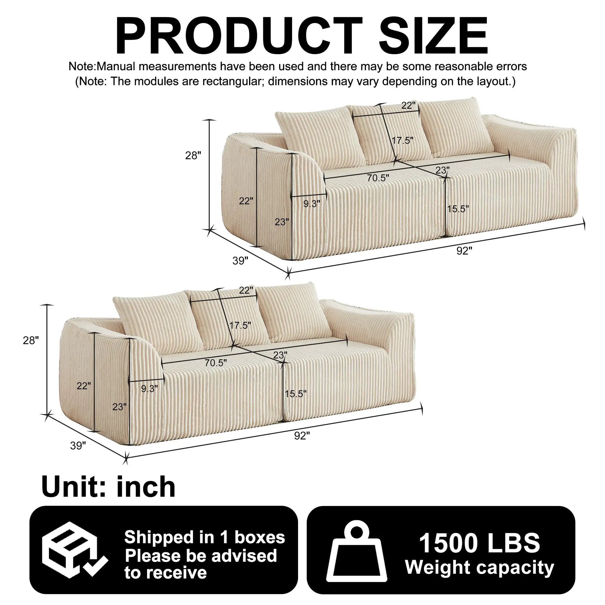 Minimalist 3+3 Seater Corduroy Sofa Set by HouseOfZazla