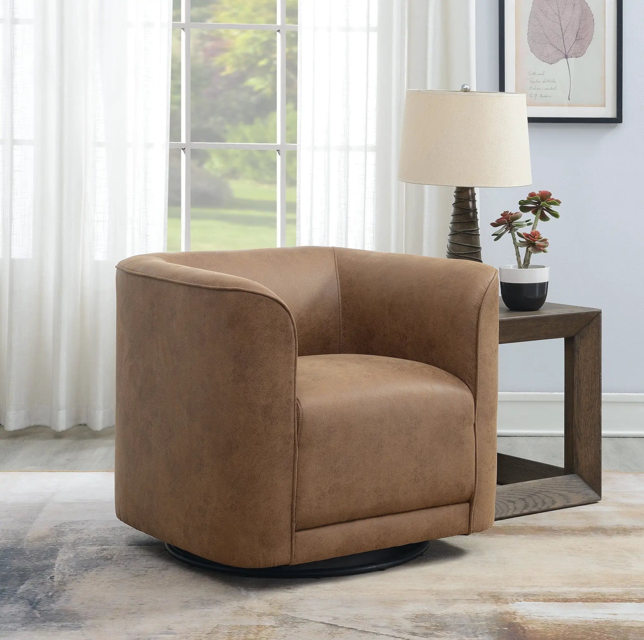Brown Swivel Accent Chair by HouseOfZazla