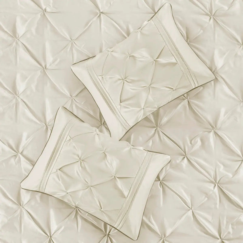7 Piece Tufted Comforter Set Ivory Cal King by HouseOfZazla