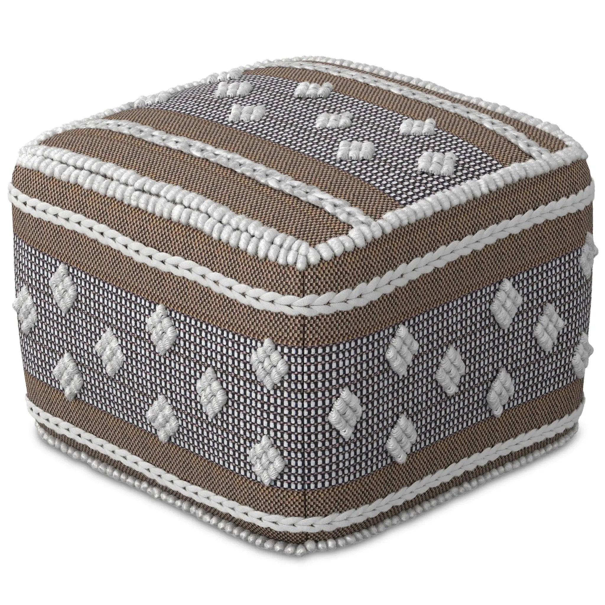 Mapleton - Outdoor / Indoor Pouf - Beige Gray / White by HouseOfZazla