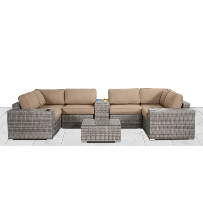 Modern Patio Rattan Sectional Set With Cushions by HouseOfZazla