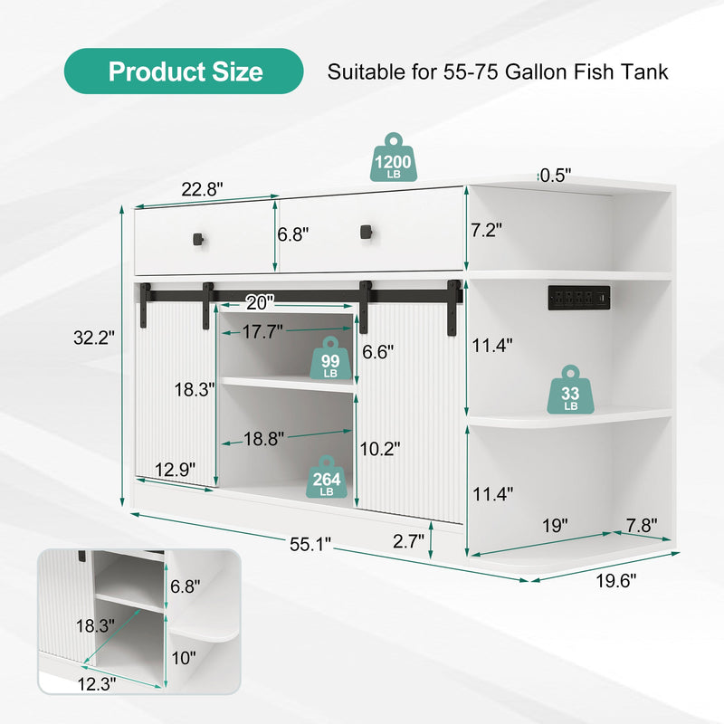 75 Gallon Fish Tank Stand with LED Light & Power Outlets by HouseOfZazla