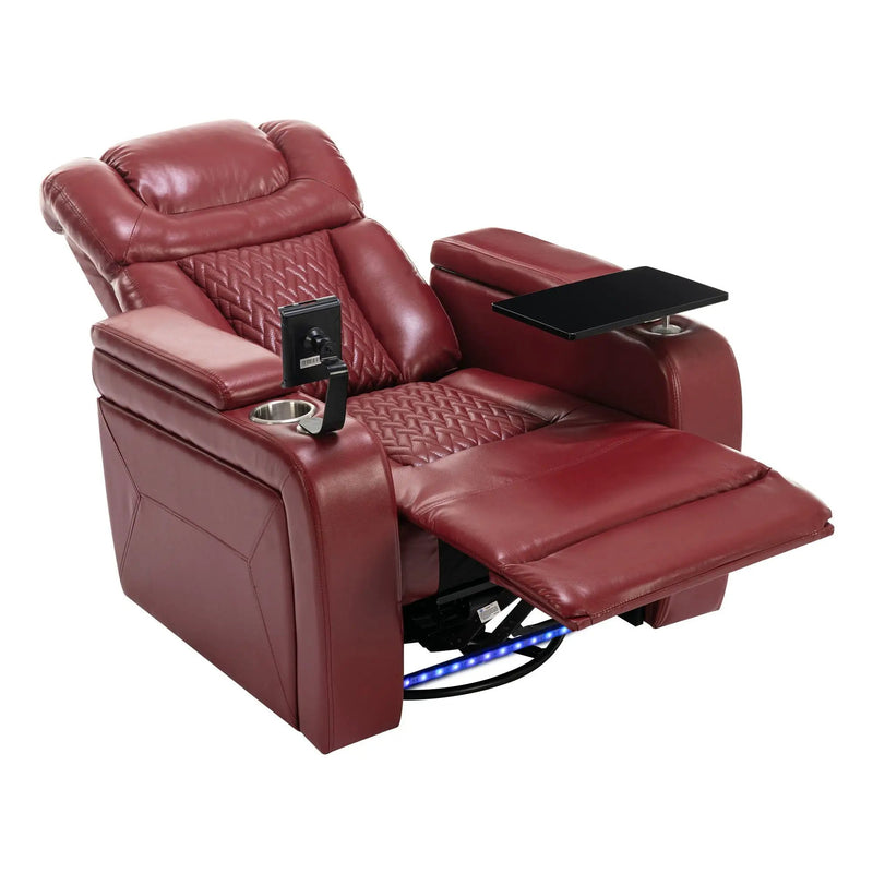 270 Degree Swivel Power Recliner With Tray Table, Phone Holder, Cup Holder, USB Port by HouseOfZazla