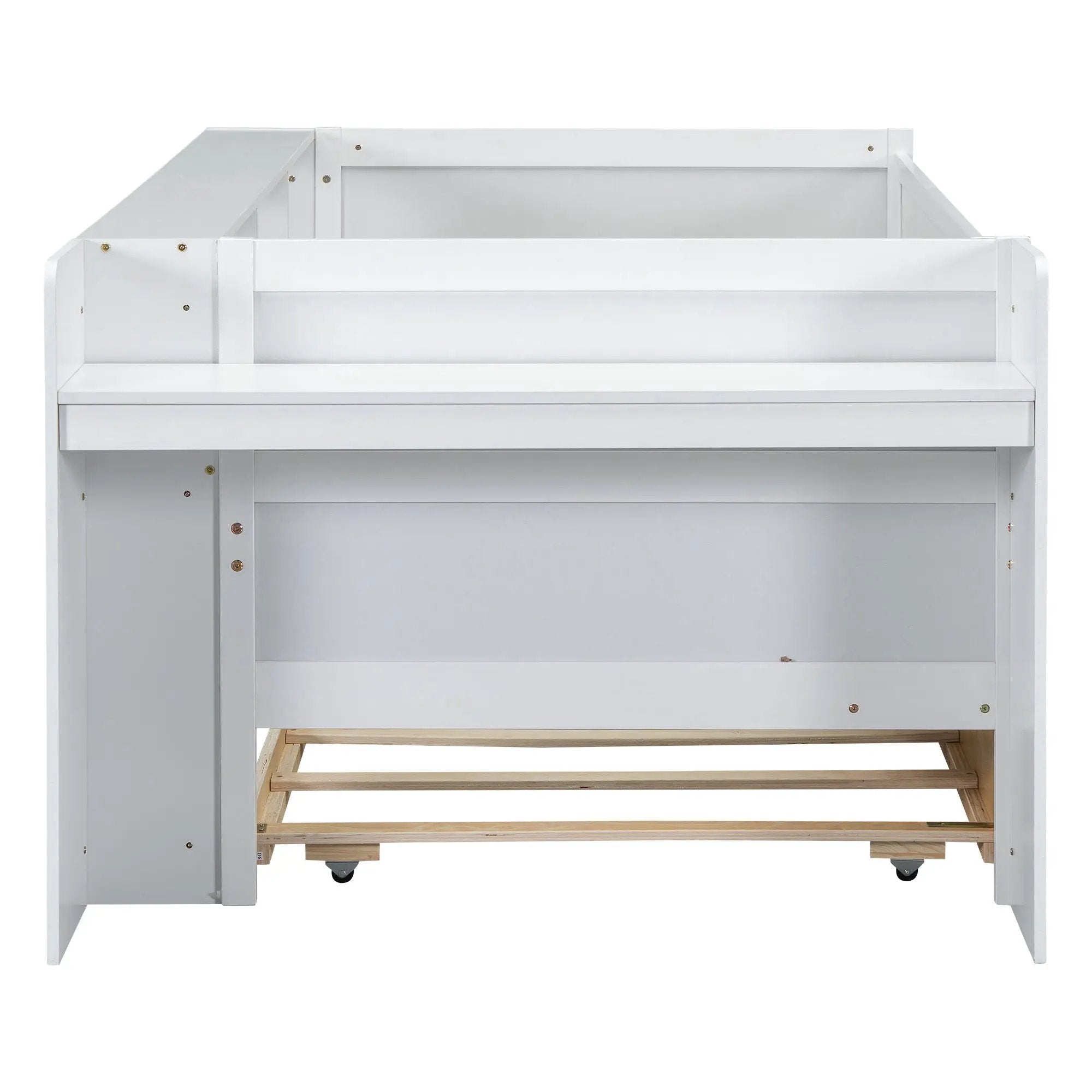 Twin Daybed With Drawers, Trundle, Headboard Storage, Study Desk, And USB Charging Station - White by HouseOfZazla