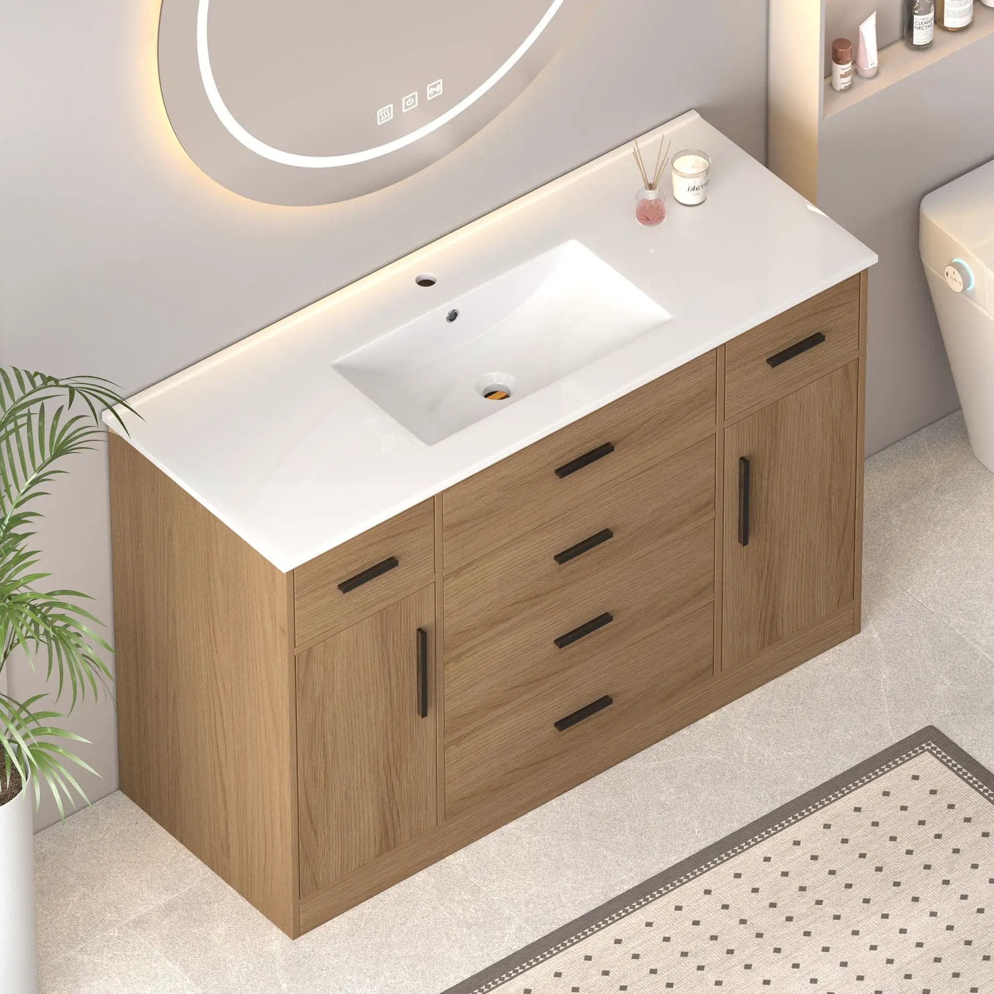 Bathroom Vanity With Abundant Storage 2 Soft Close Doors And 6 Drawers by Unique Piece Furniture