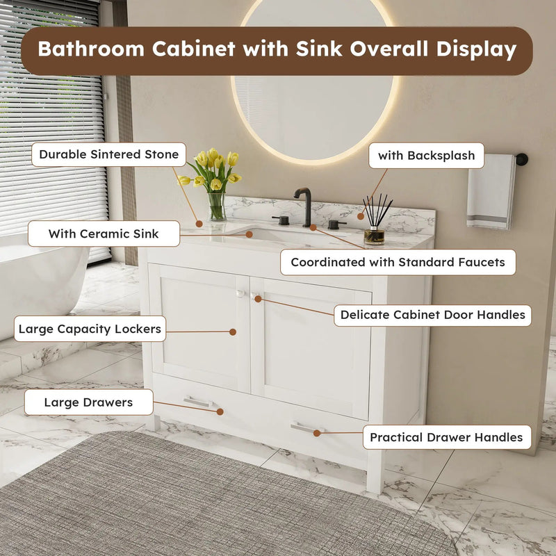 43" Bathroom Vanity Multi Functional Cabinet - White by HouseOfZazla