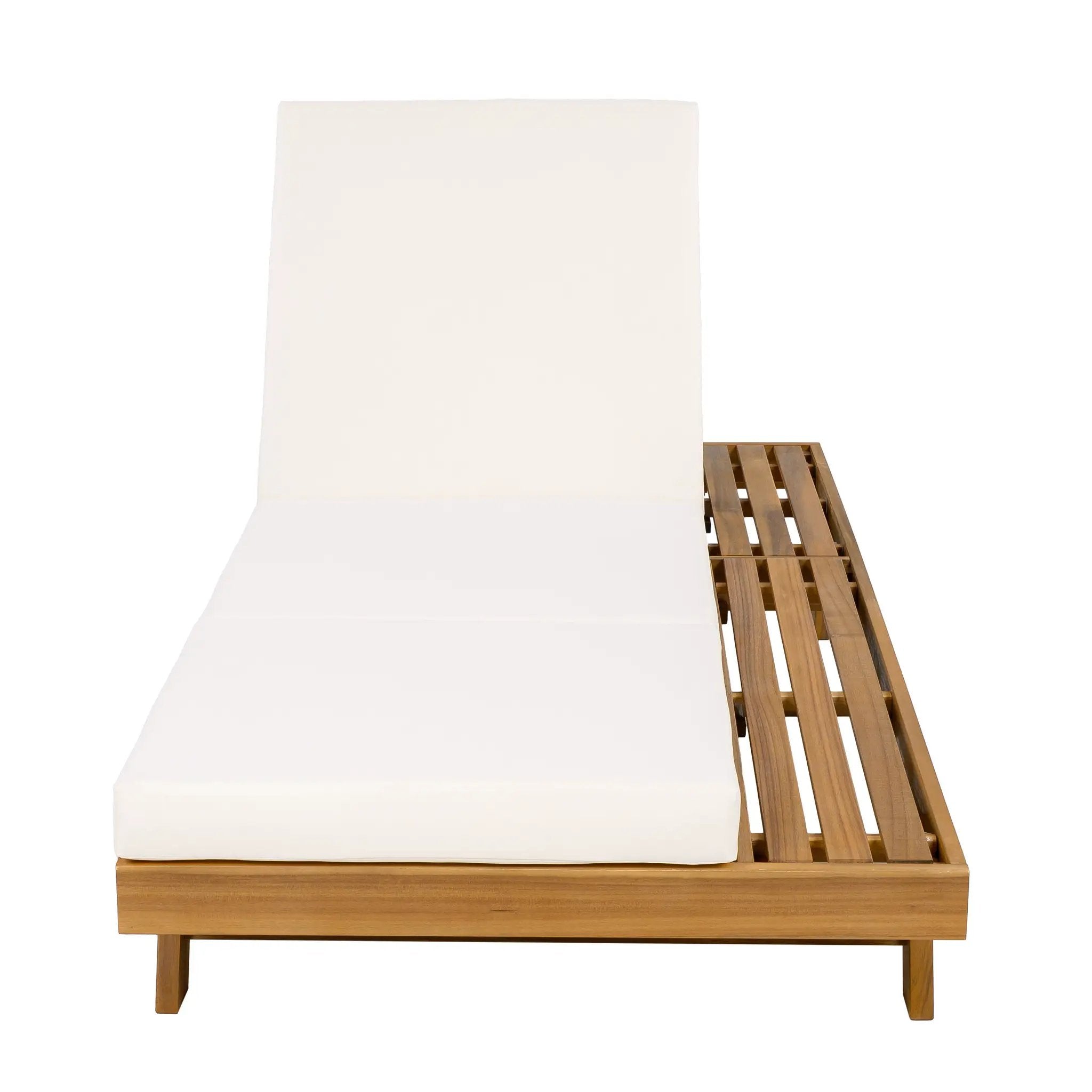 Lounge Chaise Set with Acacia Solid Wood and Cream Cushion by HouseOfZazla