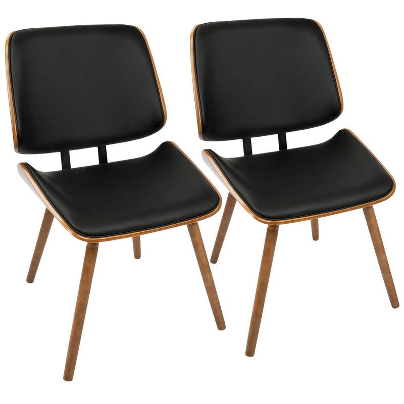 Lombardi - Mid-Century Modern Dining / Chair (Set of 2) - Walnut / Black by Unique Piece Furniture