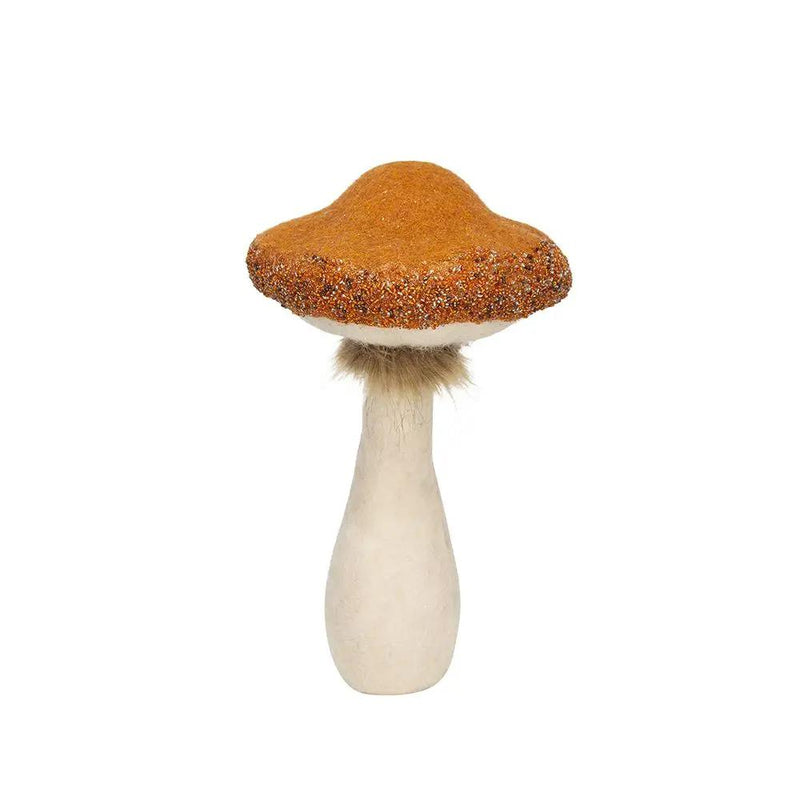 Mushroom Holiday Ornament, For Harvest Festival Fall Festival & Thanksgiving Table Decorations (Set of 2) - Beige / Orange by Unique Piece Furniture