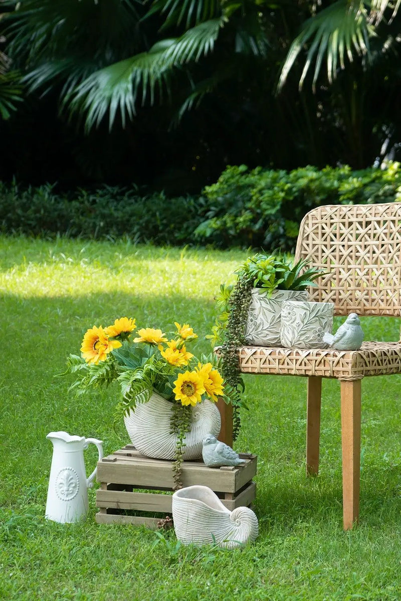 11.5x6.7x7.7" Sand and Cement Nautilus Shell Planter with Textured Beige Finish by HouseOfZazla