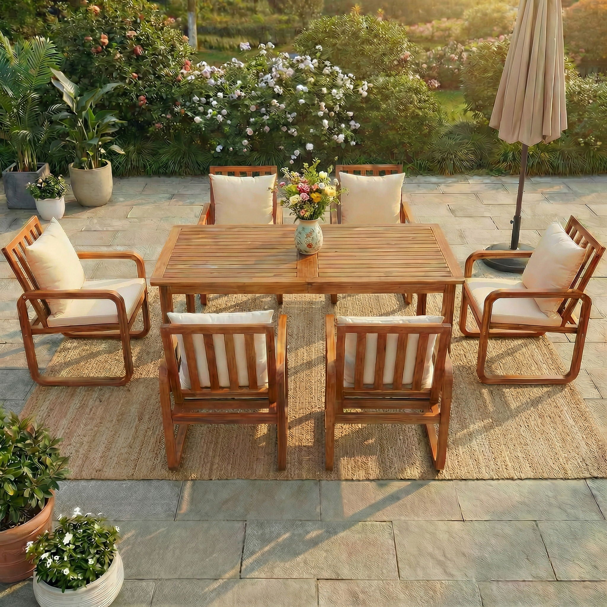 7 Piece Outdoor Patio Dining Set With Removable Cushions by HouseOfZazla