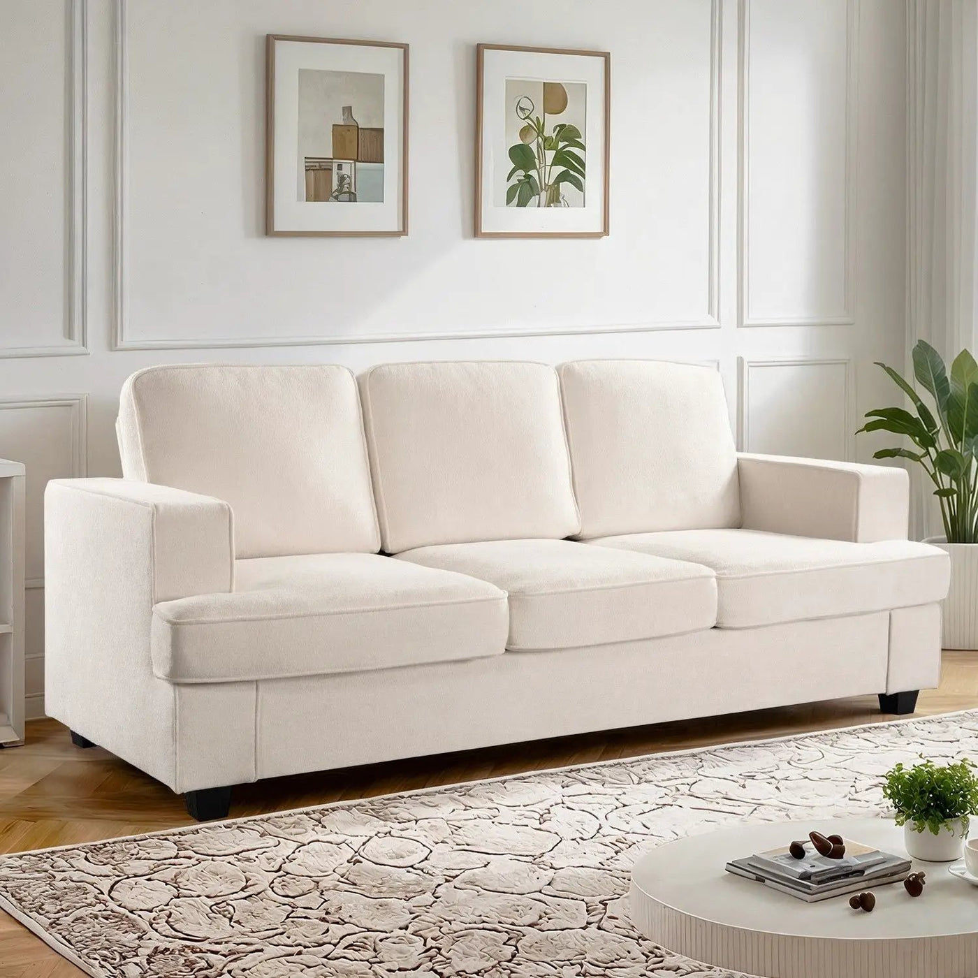 Modern Sofa, Comfortable 3 Seater Couch With Deep Seating, Loose Back Cushions, Wide Arms by Unique Piece Furniture