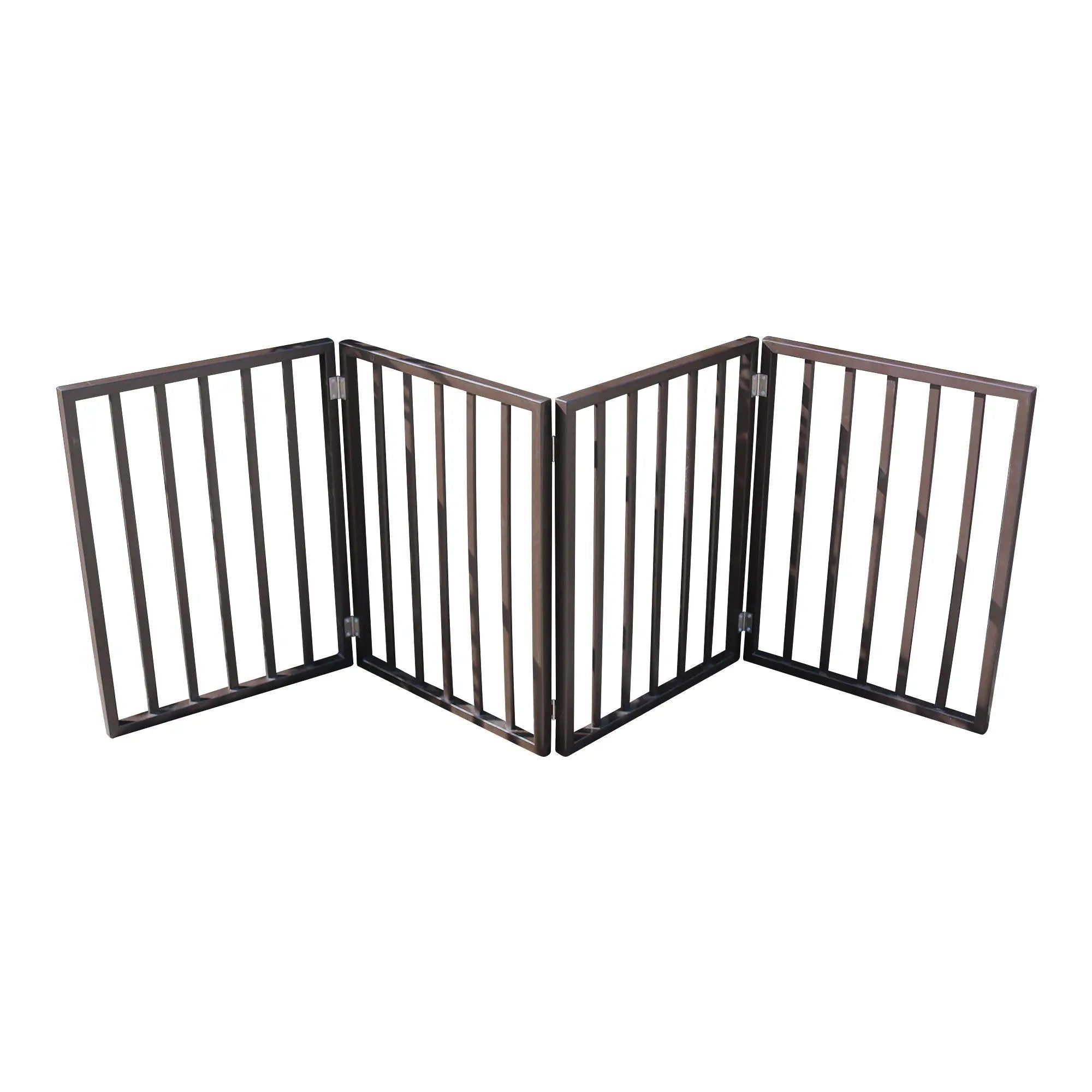 Pet Gate Dog Gate For Doorways, Stairs Or House Freestanding, Folding - Dark Brown by HouseOfZazla