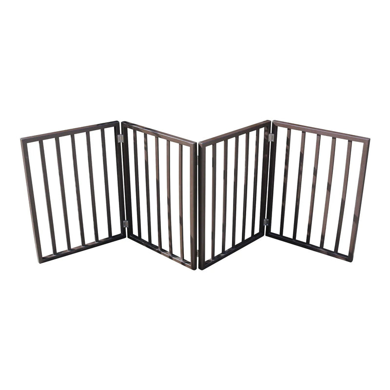 Pet Gate Dog Gate For Doorways, Stairs Or House Freestanding, Folding - Dark Brown by HouseOfZazla